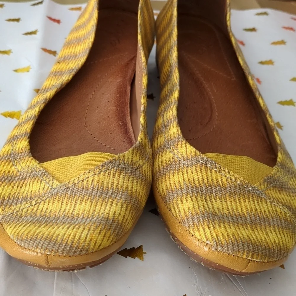 Naya River Ballet Boho Marigold Yellow Leather Fabric Mix  Women's Flats Sz 10
